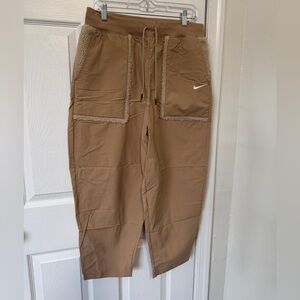 Nike Tan Nylon Jogger Pants with Teddy Trim